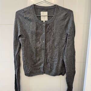 Gilly Hicks Charcoal Cardigan with Floral Accents